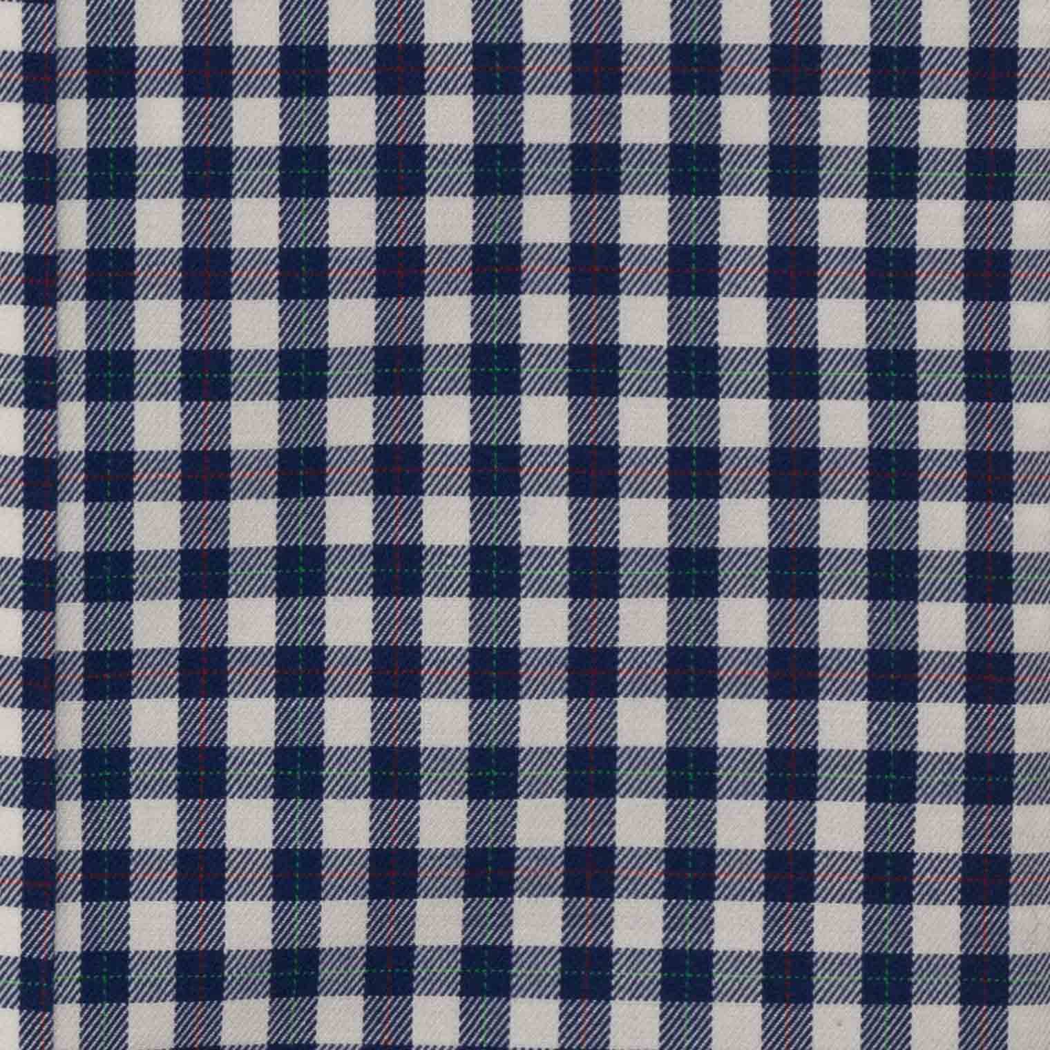 Navy Gingham with green and red thin stripes