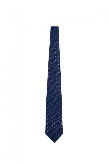 Navy Blue Checked Silk Tie