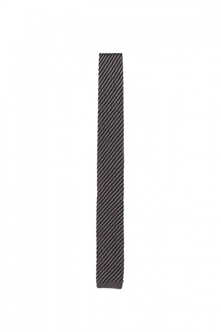Silk Tie (Light grey & black stripe)