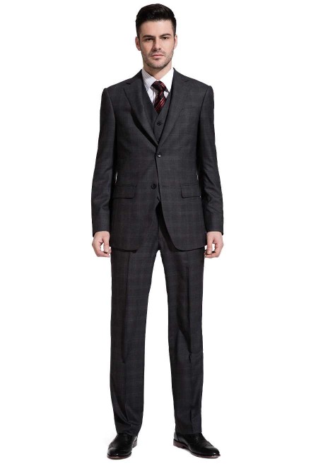 Business Dark Grey Checked Reda Suit