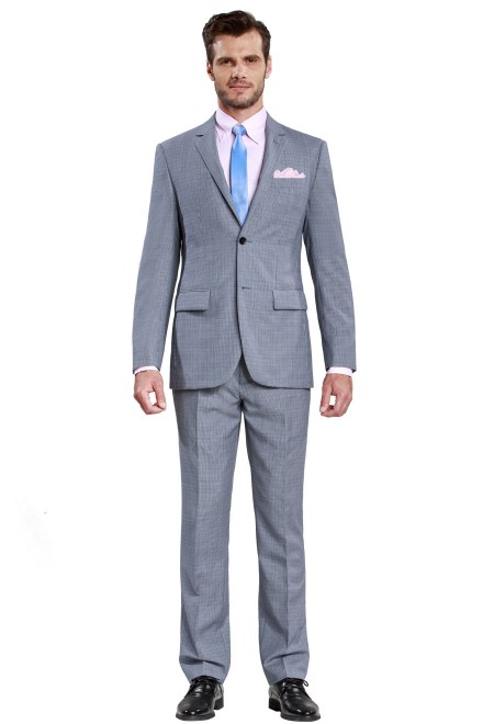 Business Blue and Black Checked Suit