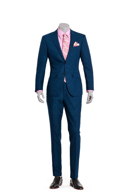 Navy Blue Jacquard Two-Piece Suit