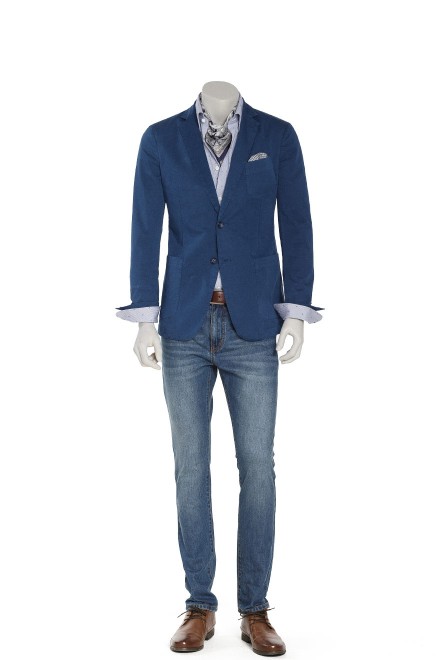 Garment-Washed Classic Blue Blazer