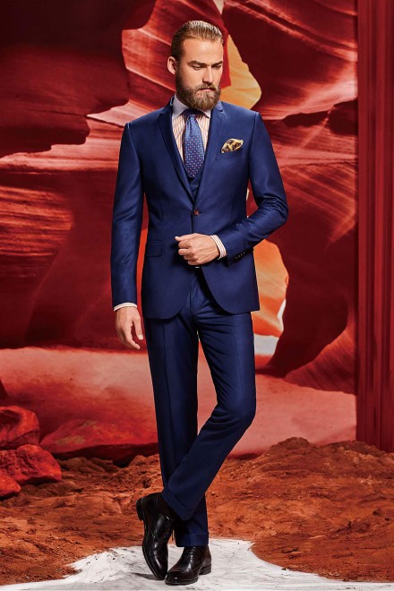 Royal Blue Plain Two-Piece Suit
