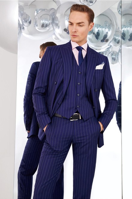 RoyalBlue  With White Stripe Two-Piece Suit
