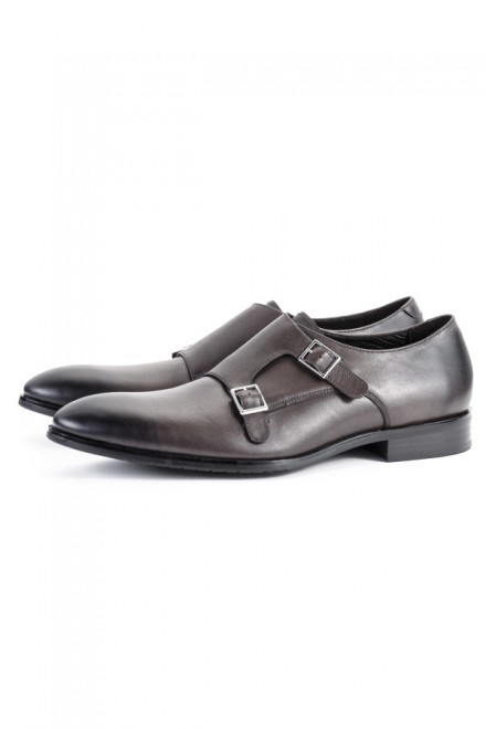 Dark Grey Double Monk Strap Shoes