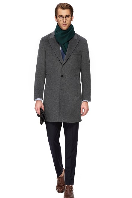 Medium gray two-button wool coat